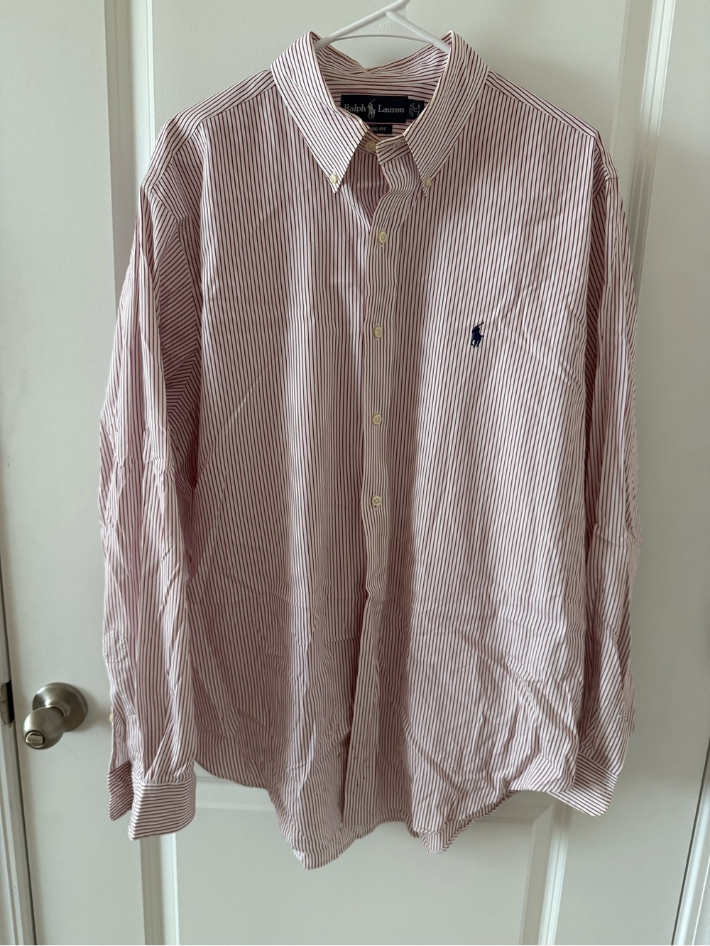 Ralph Lauren Men’s Pink and White Striped Button-Down Shirt